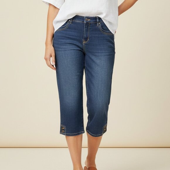 Gloria Vanderbilt Skimmer Capri Jeans Women's 16 All Around Slimming Effect - Picture 1 of 4